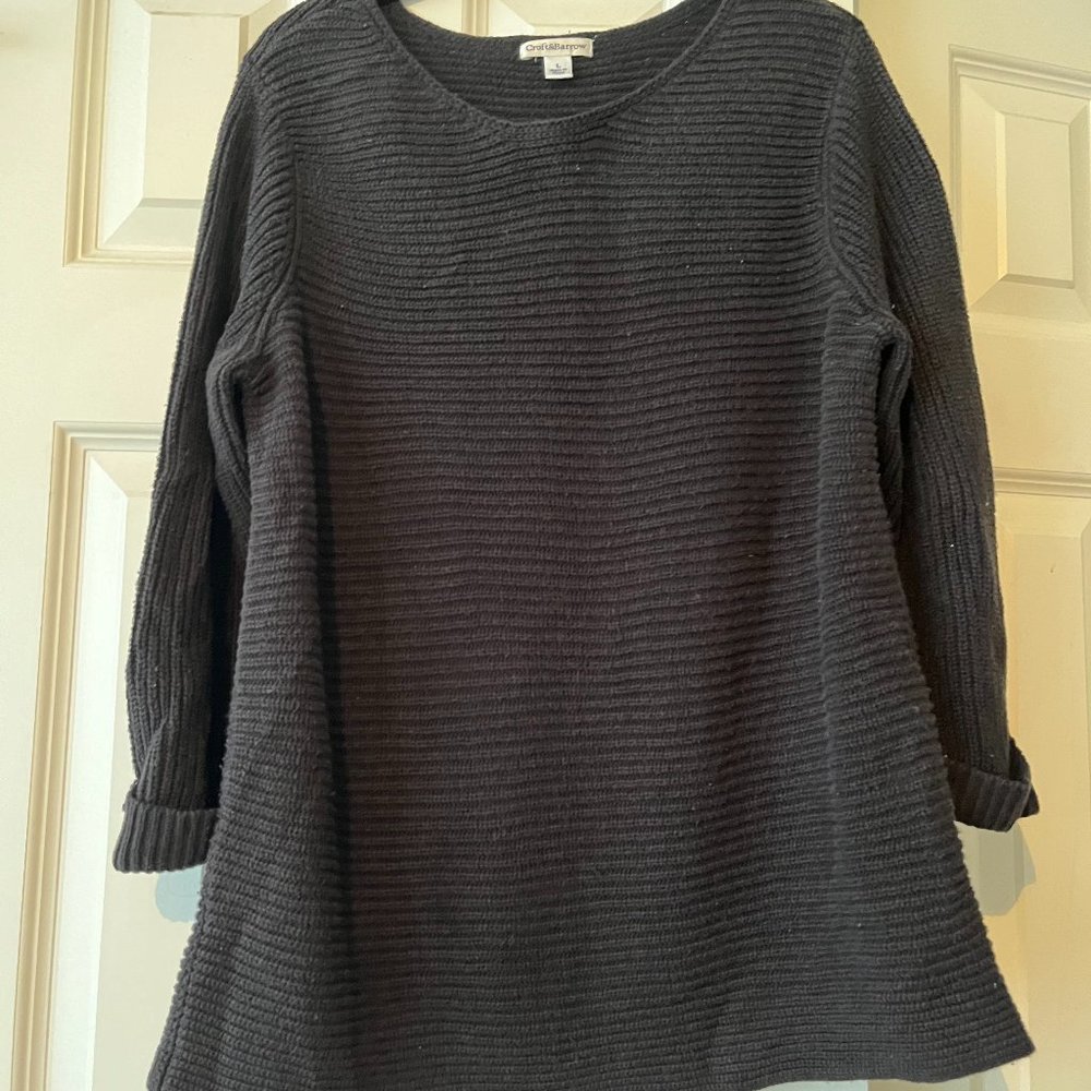Croft & Barrow 3/4 Sleeve Black Sweater Size Large